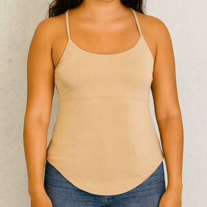 NWT Chaser Racerback Tank Top Keyhole Open Back Spaghetti Strap in Tan Small